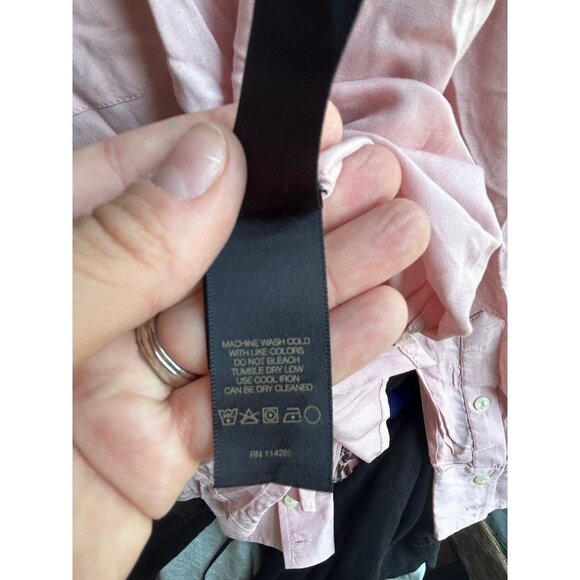 Frye Addie Westor Light Pink Button Up Blouse Collared Pockets Size S - Picture 10 of 10